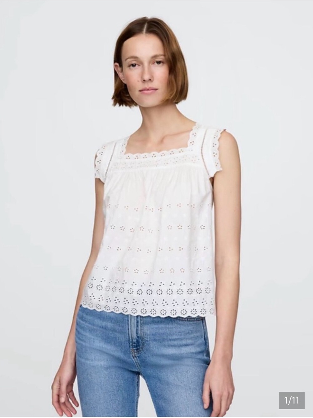GAP x DOEN White Eyelet Square-Neck Camisole Tank